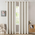 MIULEE Linen Texture Curtains for Bedroom Solid 100% Blackout Thermal Insulated Linen Beige Curtains Grommet Room Darkening Drapes for Living Room Nursery 52x72 Inch (2 Panels)
