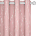 Deconovo Pink Blackout Curtains for Bedroom, Thermal Insulated Soundproof Pravicy Curtain, Silver Wave Dots Print, 52 x 84 Inch Long, Machine Washable Window Panels for Kids Room Nursery, Set of 2