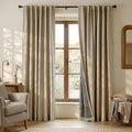 RYB HOME Linen Textured 100% Blackout Curtains for Bedroom, Insulating Energy Saving Window Curtains for Living Room Dining Patio Sliding Glass Door, Wide 52 x Long 108 inch, Burlap, 2 Panels