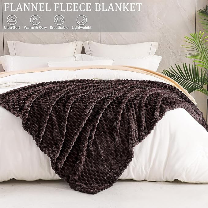 Exclusivo Mezcla Fleece Throw Blanket for Couch, Extra Large Fuzzy Coffee Bed Blankets, Soft Cozy Plush Sofa Throws for All Seasons, 50x70 Inches