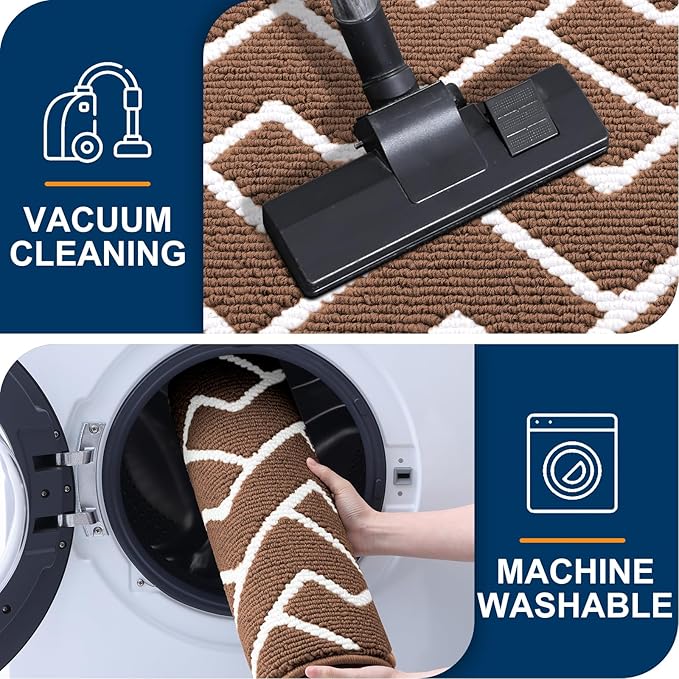OLANLY Front Door Mat, Non-Slip Rubber Backing, Dirt Resistant and Absorbent, Washable, Easy to Clean Low-Profile Indoor Doormat for Back Door, Entryway, Inside Entrance, 36x24, Coffee