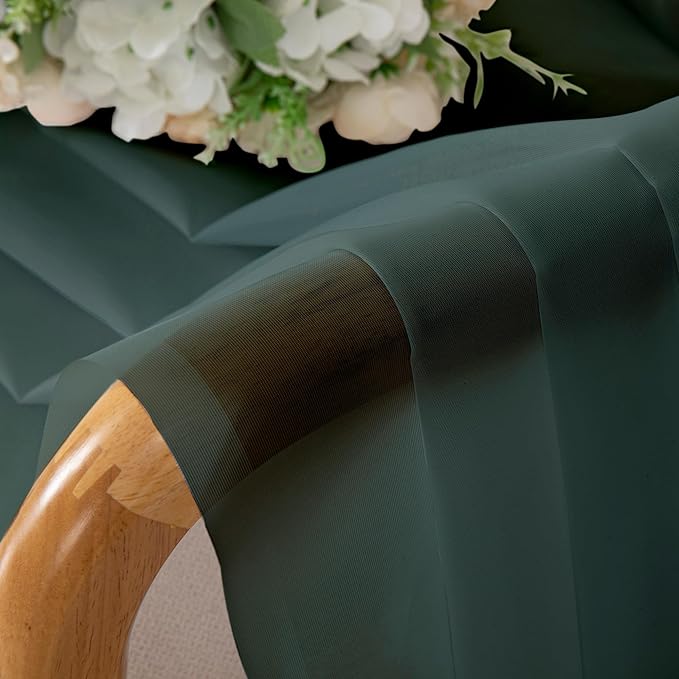 OWENIE Green Sheer Curtain 96 Inches Long 2 Panels Set for Christmas Decoration, Light Filtering Clear Sheer Curtain 95 for Bedroom/Living Room, 2Pcs, Each 42" W x 96" L