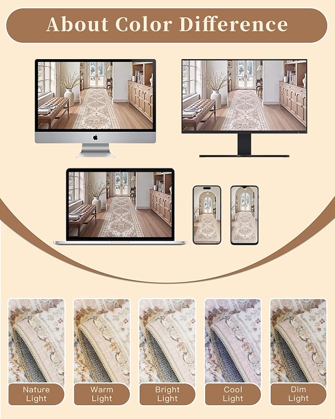 Madane Runner Rug 2x8, Washable Hallway Runner Rugs, Non-Slip Low-Pile Soft Kitchen Rug Runner Laundry Room Rug, Vintage Throw Entry Foyer Mat for Entrance Living Room (Pink, 2 x 8)