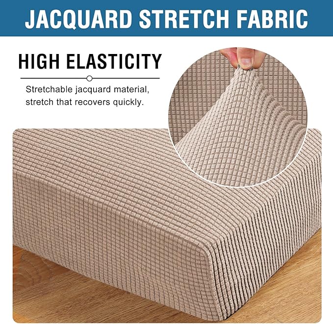H.VERSAILTEX High Stretch Couch Cushion Covers,Chair Sofa Seat Slipcovers Couch Cushion Cover Stretch Furniture Protector for Kids, Pets(2 Packs Cushion Loveseat Covers, Sand)
