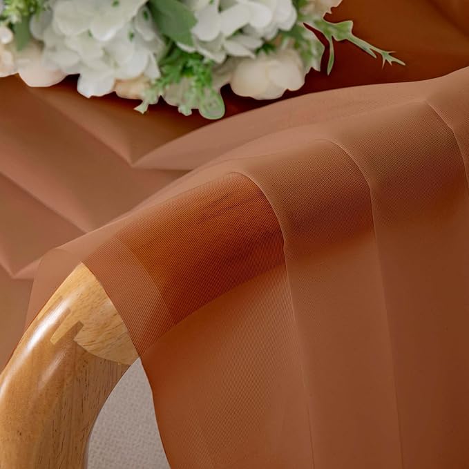 OWENIE Sheer Curtains 72 Inches Long 2 Panels Set, Light Filtering Sheer Curtain Rod Pocket Clear Drapes for Living Room Bedroom Window Sliding Door, Each 42 x 72 Inch, Orange