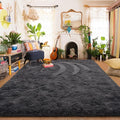 Amearea Premium Soft Fluffy Rug Modern Shag Carpet, 5.3x7.5 Feet, Fuzzy Plush Rugs for Living Room Bedroom Kids Room Home Decor, Nursery Non Slip Indoor Shaggy Carpets, Dark Grey