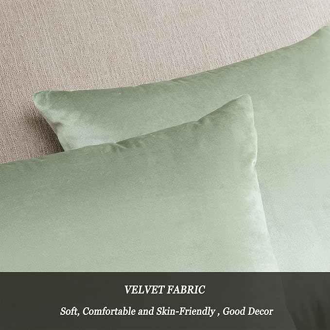GIGIZAZA 18x18 Pillow Covers Set of 2 Velvet Throw Pillows Decorative Sage Green Covers for Couch Sofa Bedroom Pillowscase