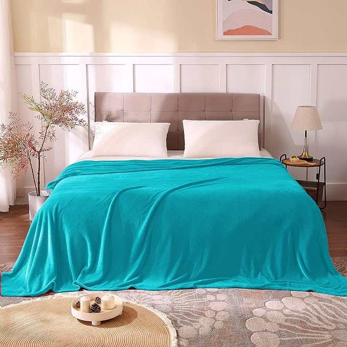 BEDELITE Fleece Blankets Queen Size Teal Throw Blankets for Bed, Luxury Plush Cozy Fuzzy Blanket 90x90 inches, Super Soft Warm Lightweight Throw Blanket All Seasons Suitable