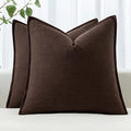 MIULEE Decorative Linen Euro Sham Pillow Covers 28x28 Inch Dark Brown Boho Farmhouse Neutral Winter Couch Throw Pillows for Bed Pack of 2 Accent Modern Pillowcase Sofa Livingroom Home Decor