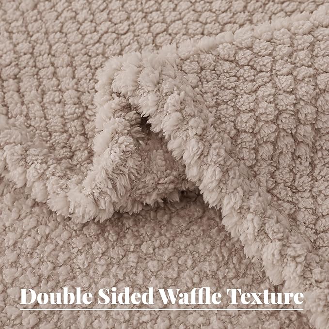 Whale Flotilla Extra Large Fuzzy Fleece Throw Blanket for Couch, 50x70 Inch Fluffy Warm Soft Jacquard Blankets for All Season, Lightweight and Cozy, Camel