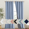 NICETOWN Stone Blue Vintage Linen 100% Blackout Curtains for Living Room, Thermal Insulated Curtains 120" Long, Noise Reducing Window Treatment Drapes for Hall Room, 52" Wide Per Panel, Set of 2