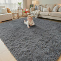 8x10 Area Rugs for Living Room Bedroom Rug, Large Area Rug Shag Shaggy Carpet Soft Plush Furry Bedside, Rugs for Home Decor (Dark Grey, 8x10 Feet)