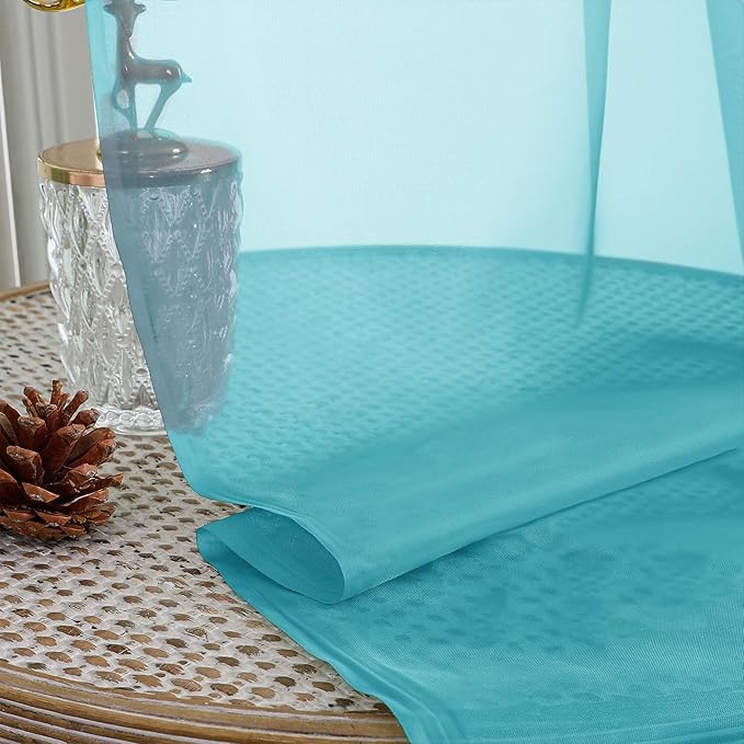 OVZME Turquoise Bedroom Curtains 2 Panel Sets 90 Inch Length, 59 Inch Extra Wide Light Filtering Light Weight Soft Window Treatment Panels for Study Room Living Room Guest Room, 59Wx90L Inches