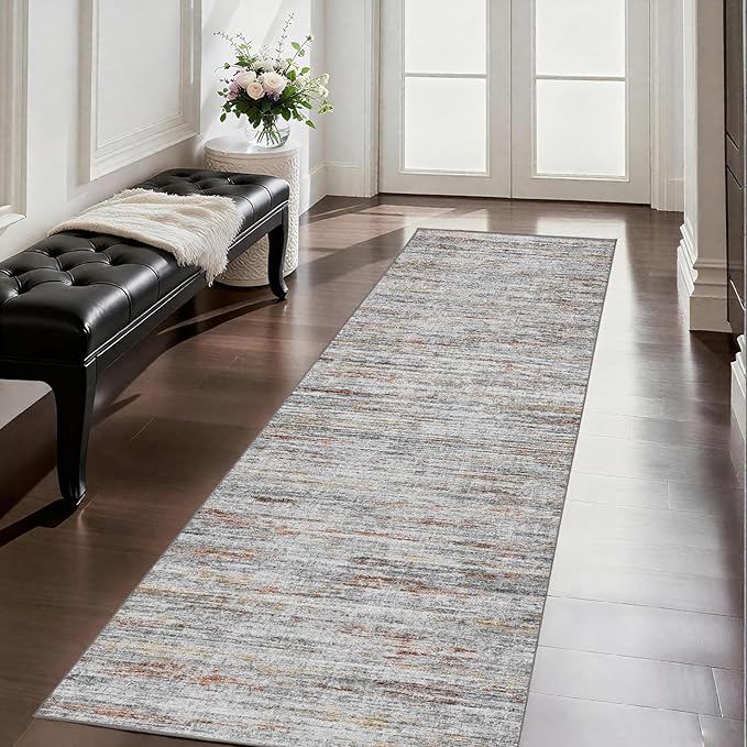 2x5 Washable Runner Rugs，Modern Abstract Rug Runner,Ultra-Thin Kitchen Runner Rug Non-Slip Backing Entryway Runners,Bathroom Carpet for Hallways,Bedroom，Laundry Room