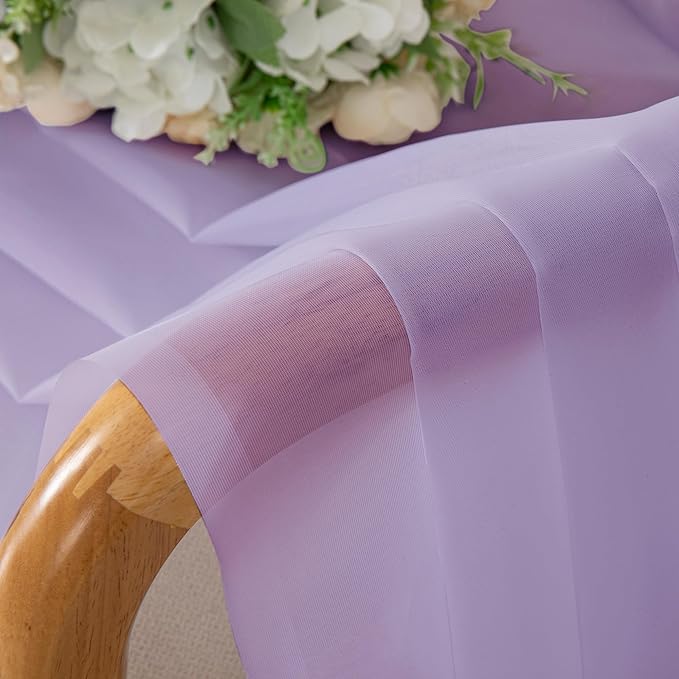 OWENIE Lavender Sheer Curtains 72 Inches Long Set of 2, Airy Sheer Curtains & Drapes for Living Room Bedroom, Solid Voile French Door Curtain Rod Pocket Top, Light Purple, 2 Pcs Total 84 inch Width