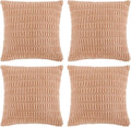 Fancy Homi 4 Packs Peach Decorative Throw Pillow Covers 18x18 Inch for Living Room Couch Bed, Rustic Modern Farmhouse Boho Home Decor, Soft Plush Corduroy Cute Accent Square Cushion Case 45x45 cm