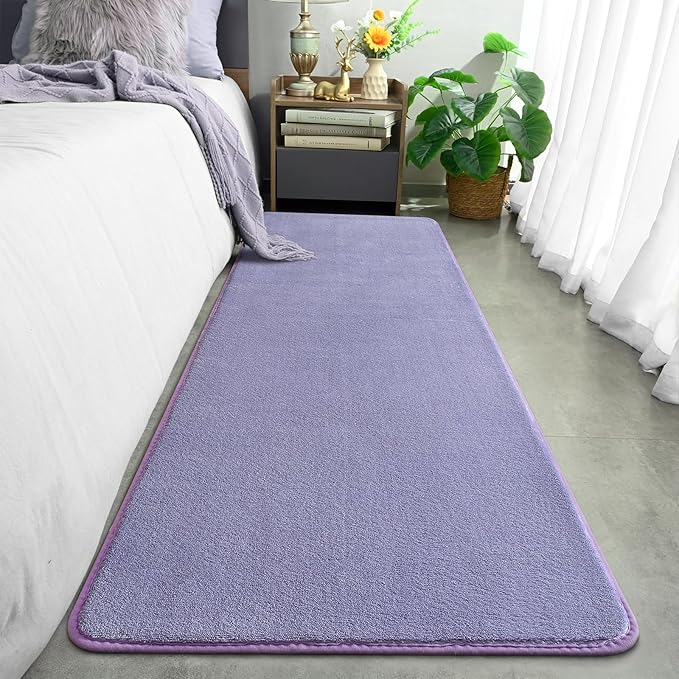 Amearea Modern Soft Hallway Runner Rug, 2x6 Purple Fluffy Bedroom Bedside Rugs, Washable Long Runner Rugs for Hallway, Non Slip Memory Foam Rug Carpet for Entrance Kitchen Living Room Decor
