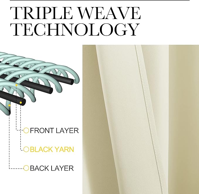 NICETOWN Blackout Curtains for Living Curtains, Beige, 2 Panels, 29 by 30, Room Darkening Window Curtain Panels, Easy-Care Solid Thermal Insulated Draperies/Drapes for Daughter Room