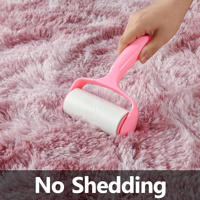 Deerhoo Shag Area Rug, 4 X 6 Tie-Dyed Plush Fuzzy Rugs for Living Room, Ultra Soft Fluffy Furry Rug for Bedroom, Indoor Carpet Nursery Rugs for Kids Room Home Decor, Pink Purple