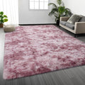 Deerhoo Shag Area Rug, 4 X 6 Tie-Dyed Plush Fuzzy Rugs for Living Room, Ultra Soft Fluffy Furry Rug for Bedroom, Indoor Carpet Nursery Rugs for Kids Room Home Decor, Pink Purple