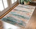 KOZYFLY Area Rug 3x5 Modern Ombre Living Room Rug, Washable Rugs for Bedroom Non-Slip Soft Stain Resistant Striped, Print Green Abstract Carpet for Living/Laundry/Kid Room