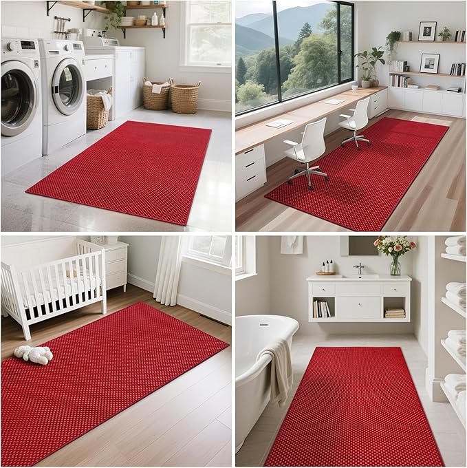 YDKGL 2x5 ft Hallway Runner Rug Boho Woven Washable Long Kitchen Runner Rugs Mat Non Slip, Soft Entryway Laundry Hall Runner Floor Carpet for Indoor Backdoor Bedroom Kitchen Living Room, Red