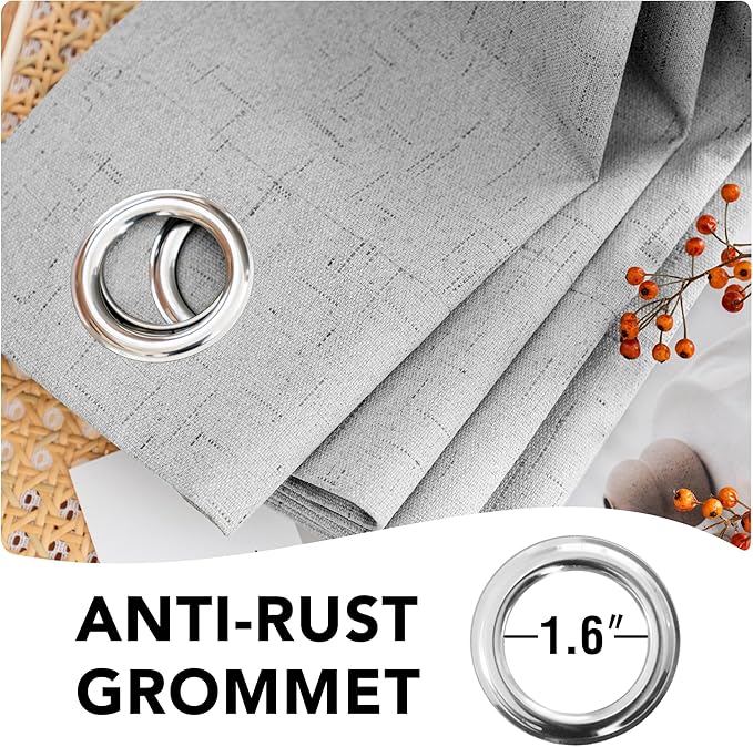 H.VERSAILTEX 100% Blackout Curtains for Bedroom Thermal Insulated Linen Textured Curtains Heat and Full Light Blocking Drapes Living Room Curtains 2 Panel Sets, Glacier Gray, 52x96 Inch