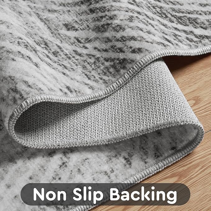 5x7 Area Rugs for Living Room-Machine Washable Rug Ultra Soft Non Slip Area Rug Modern Abstract Dahlia Indoor Carpet Rugs for Bedroom Dining Room Playroom Nursery Bedside Office, Grey
