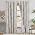 jinchan Blackout Floral Curtains for Living Room Bedroom Linen Blend Curtain Farmhouse Grey Printed with Lined Back Tab Rod Pocket Drapes Window Treatments 2 Panels 90 Inch Gray