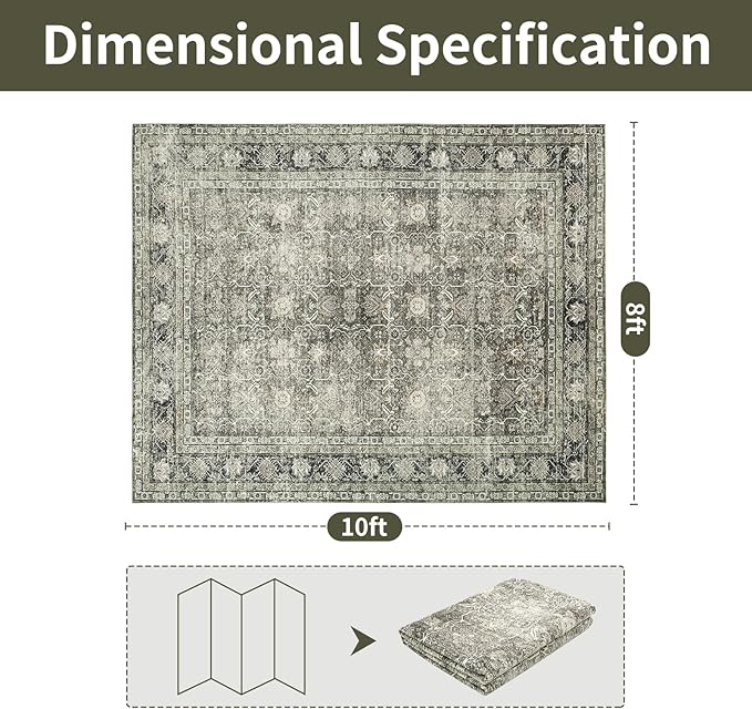 Washable Rugs 8x10 Area Rugs for Living Room - Modern Abstract Rugs for Bedroom,Dining Room,Large Soft Low Pile Carpet with Non Slip Rubber Backing,Neutral Accent Nursery Rug- Yello Beige
