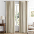 MIULEE 100% Blackout Linen Curtains for Bedroom, Cobblestone Solid Luxury Decor Thermal Insulation Room Darkening Drapes for Living Room Nursery Back Tab Rod Pocket 42 x 84 Inches, 2 Panels