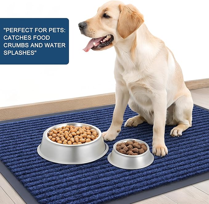 OLANLY Front Door Mat Indoor Outdoor Entrance, 2-Pack 47 x 32 Inch, Waterproof Heavy Duty Doormat, Fade Resistant, Low Profile, Easy Clean Patio Porch Welcome Floor Mats for Entry, Blue