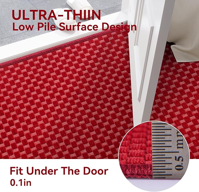 YDKGL 3x5 ft Area Rug Entryway Runner Rug Non Slip Washable, Boho Woven Kitchen Runner Rugs Door Mat Entry Rugs Carpet for Indoor Foyer Backdoor Hallway Floor Bedroom Living Room, Red