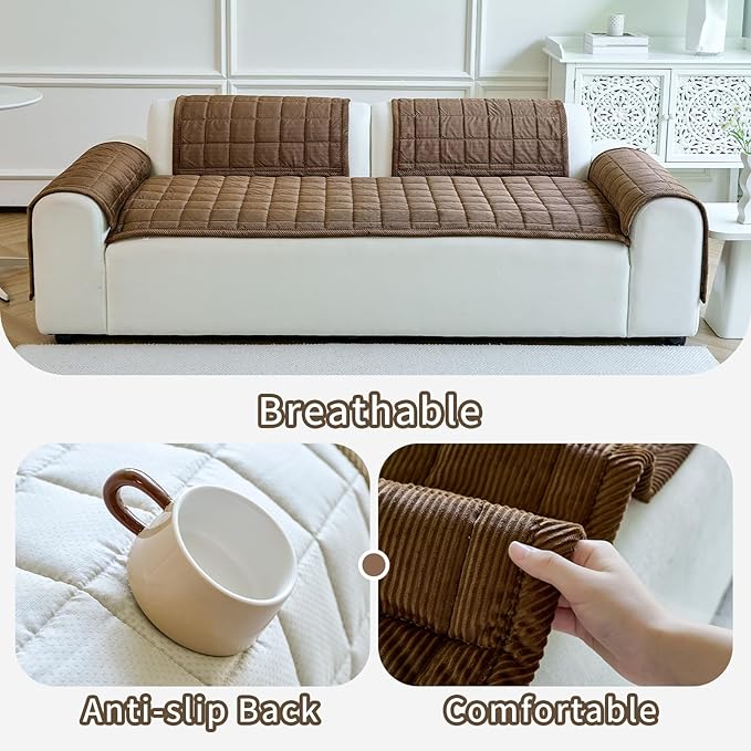 Couch Covers for Dogs Washable, Non Slip Couch Covers for Loveseat Sofa Pet Friendly, Soft Fuzzy Sofa Covers for Pet, Dog Couch Cover Furniture Protector(1PC,Dark Brown,27.6"x59.1")