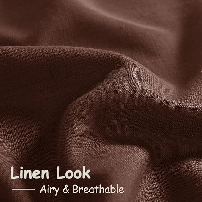 Extra Long Rustic Brown Linen Curtains 120 Inch for Living Room 2 Panels Set Rod Pocket Back Tab Light Filtering Semi Sheer Linen Window Drapes Privacy High Ceiling Drapes for Farmhouse 52x120