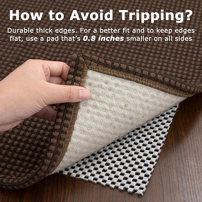 KOZYFLY Rugs for Entryway 3x5 ft Washable Area Rug Non Slip Rubber Backed Entry Rug Woven Indoor Door Mat Cotton Kitchen Rugs Floor Carpet for Entryway, Foyer, Backdoor, Reddish Brown/Coffee