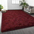 Deerhoo Large Shag Area Rugs 6 x 9, Plush Fuzzy Rugs for Living Room, Ultra Soft Fluffy Furry Rug for Bedroom, Indoor Carpet Nursery Rugs for Kids Room Home Decor, Burgundy