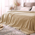 BEDELITE Fleece Blankets Queen Size Light Camel Throw Blankets for Bed, Luxury Plush Cozy Fuzzy Blanket 90x90 inches, Super Soft Warm Lightweight Throw Blanket All Seasons Suitable