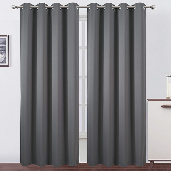 LEMOMO Blackout Curtains 66 x 95 inch/Frost Grey Curtains Set of 2 Panels/Thermal Insulated Room Darkening Bedroom Curtains