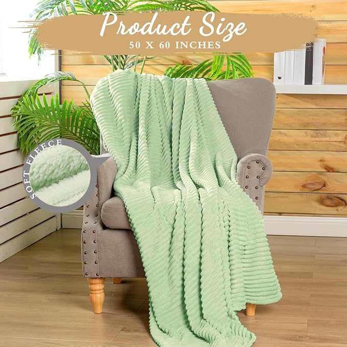 Buryeah 6 Pcs Flannel Throw Blanket Bulk 50 x 60 in Sleepover Blanket Outdoor Wedding Throw Lightweight, Oeko-tex Standard 100 Certified for Sofa Homeless Gifts (Mint)