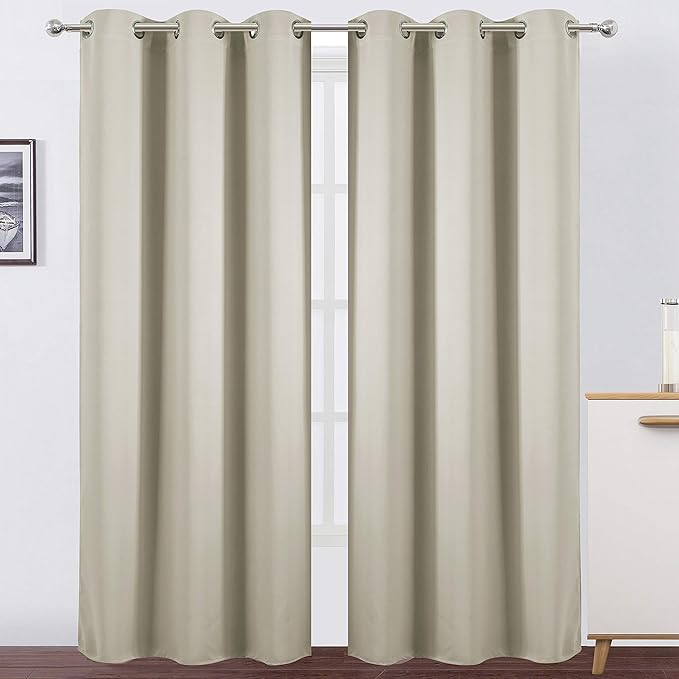 LEMOMO Light Beige Thermal Blackout Curtains/42 x 84 Inch/Set of 2 Panels Room Darkening Curtains for Bedroom