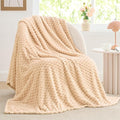 BEDELITE Fleece Throw Blanket for Couch & Bed - 3D Jacquard Decorative Blush Sand Blanket, Super Soft and Cozy Warm Fuzzy Blanket All Seasons Suitable, 50x60Inches