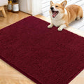 OLANLY Dog Door Mat for Muddy Paws 40x32, Absorbs Moisture and Dirt, Absorbent Non-Slip Washable Doormat, Quick Dry Chenille Mud Mat for Dogs, Entry Indoor Entryway Carpet for Inside Floor, Burgundy