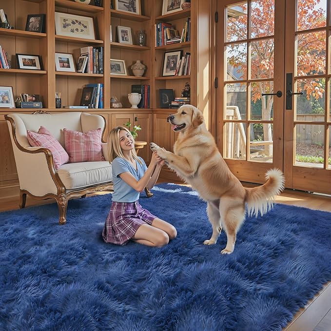 Rugs for Living Room 6x9, Alfombras para Salas Shag Large Plush Soft Area Rug, Shaggy Carpets for Bedroom, Kids Boys Girls Home Decor Aesthetic(Royal Blue, 6 x 9)