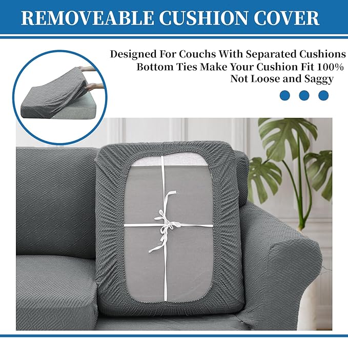 XINEAGE 2026 New 4 Pieces Extra Large Couch Covers for 3 Cushion Sofa Super Stretch Sofa Cover for 3 Large Seat Cushion Universal Slip Cover for Living Room (Light Gray), 91"-110"(3 Cushions)