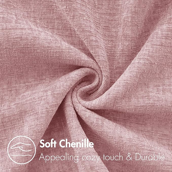 MIULEE Pack of 2 Couch Valentines Throw Pillow Covers 12x20 Inch Soft Spring Blush Pink Chenille Lumbar Pillow Covers for Sofa Living Room Solid Dyed Cases