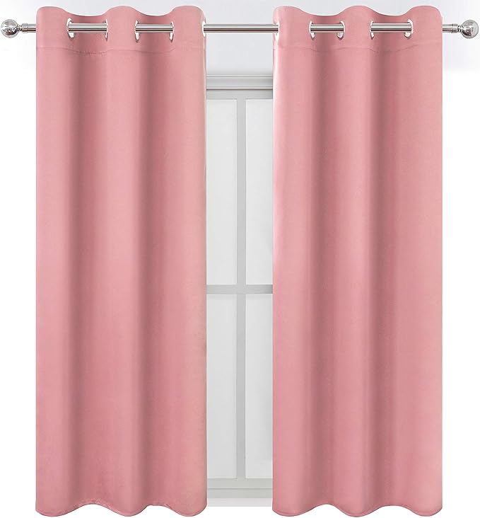 LEMOMO Baby Pink Blackout Curtains/42 x 63 Inch/Set of Two Panels Grommet Bedroom Curtains