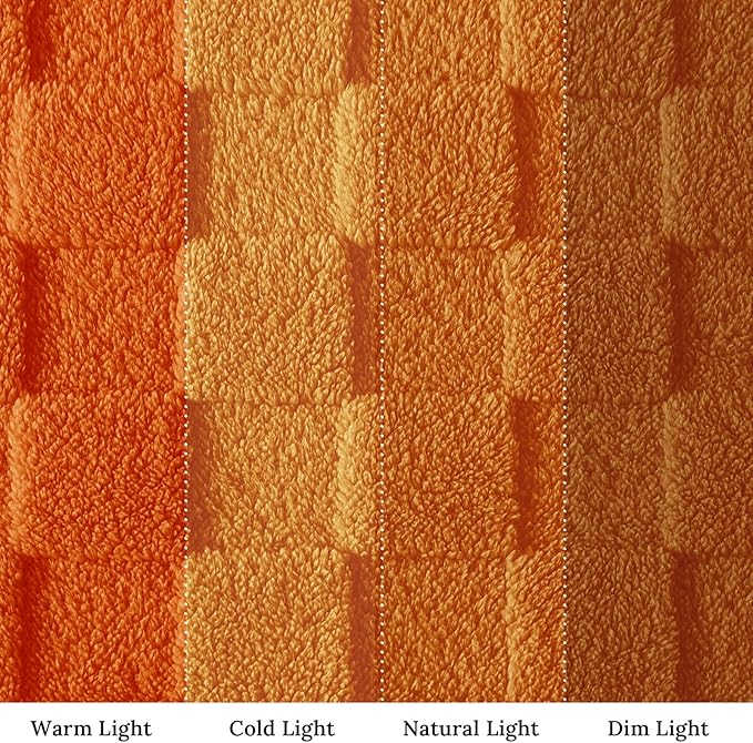Exclusivo Mezcla King Size Flannel Fleece Blanket, Super Soft and Warm Lightweight Checkered Pattern Blanket for All Seasons, 90x104 Inches, Burnt Orange