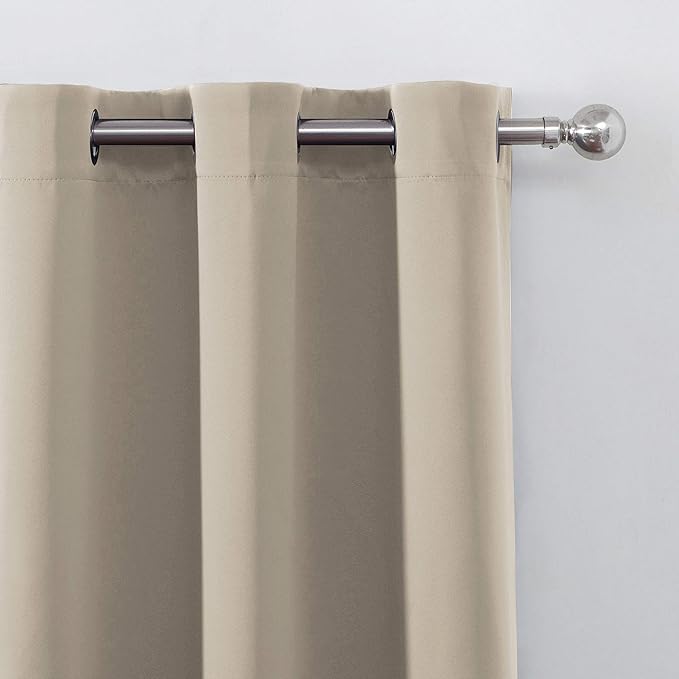 LEMOMO Beige Thermal Blackout Curtains/52 x 95 Inch/Set of 2 Panels Room Darkening Curtains for Bedroom