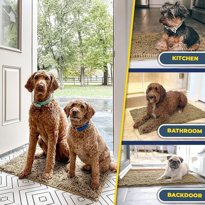 Muddy Mat® | Super Absorbent Door Mat Indoor, Microfiber Quick Dry Chenille Entryway Rug, Non-Slip Front Door Mat, Indoor Mats for Entryway, Machine Washable Pet Rug, Beige 36"x72"